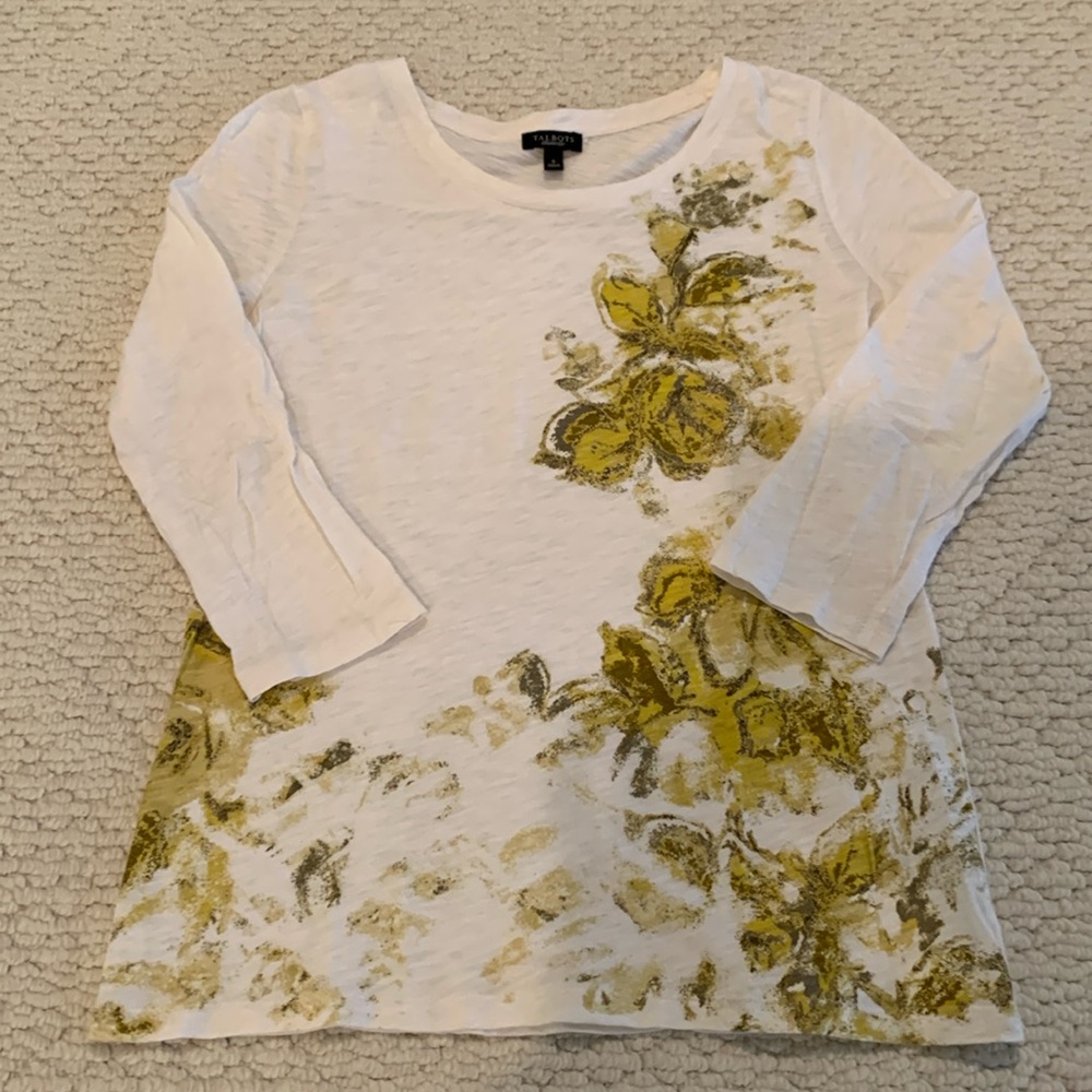 Talbots 3/4 Sleeve Floral T-shirt. Size S. 100% Cotton. Great Condition.